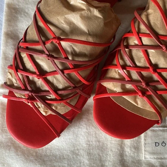 NWT Dôen Casimira Leather Sandal Red Nappa Size 38 - Picture 2 of 11